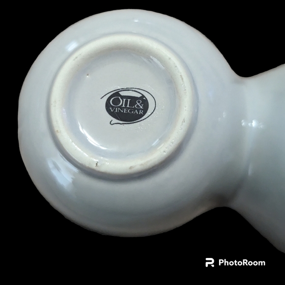 MCM Light Gray Stoneware  Double Sided Oil & Vinegar Dipping Condiment Bowl. - Picture 3 of 3